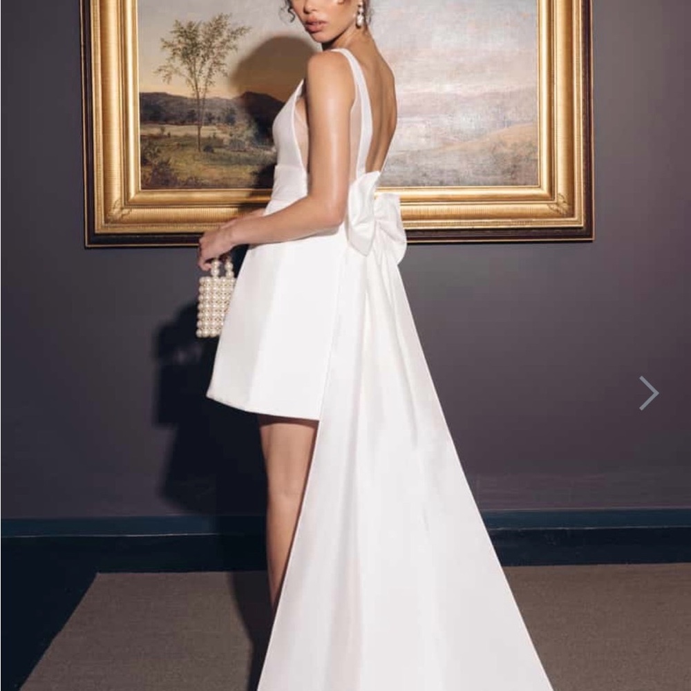 Jenny Yoo White Mini Dress with Bow - NWT!